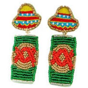 Sombrero & Beer Beaded Earrings - Dos XX